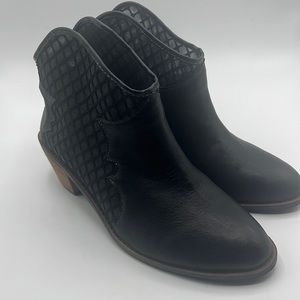 Kelsi Daggar black leather and lacy booties